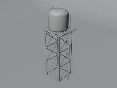 Tall Water Tower with 4K Textures Low-poly 3D model
