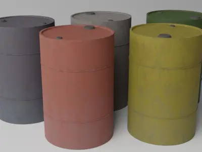 Oil Barrels with dirt Low-poly 3D model