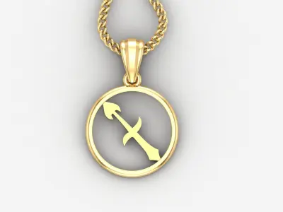 Circle Sagittarius Light Gold Pendant Version 6 3D print model