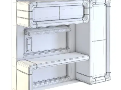 Futuristic Apartment Wall with Desk 3D model