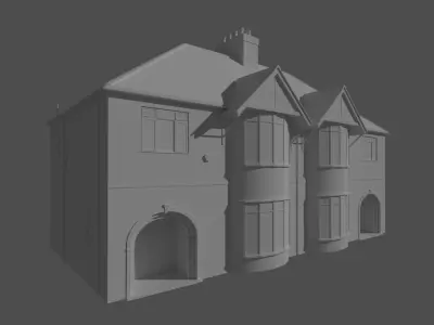 Semi detached UK house low poly Low-poly 3D model