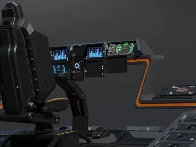 Spaceship cockpit w Pilot seat Mid poly 3D model