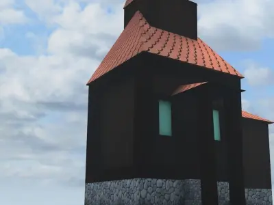 house with roof Low-poly 3D model