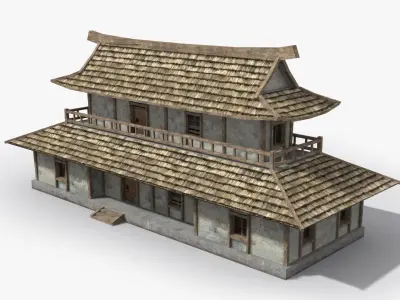Ancient house x2 Low-poly 3D model