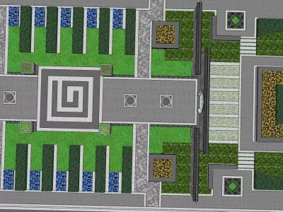 Symmetrical garden theme park 3d sketchup model 3D model