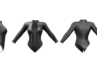 Latex BodySuit With Zip Low-poly 3D model