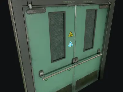 Closed Hospital Door Low-poly 3D model