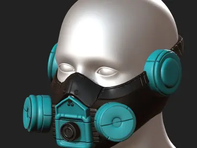 Gas mask futuristic scifi fantasy 3d helmet  Low-poly 3D model