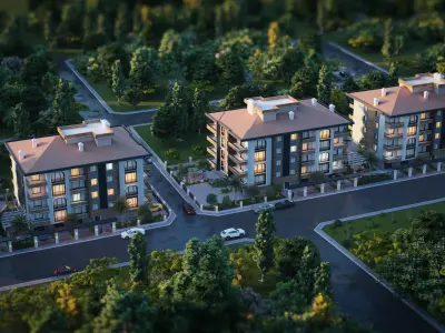 Site project consisting of 4 blocks 3D model