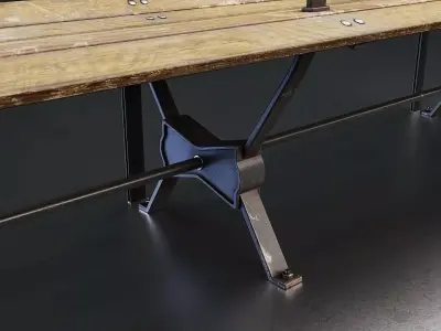 Vintage Iron and Wood Park Bench Low-poly 3D model
