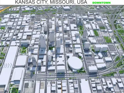 Kansas Downtown Missouri USA Low-poly 3D model