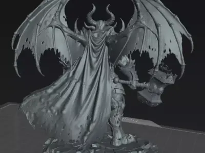 Imposing Demon with Mace STL  DnD Tabletop Miniature 3D Print 3D print model