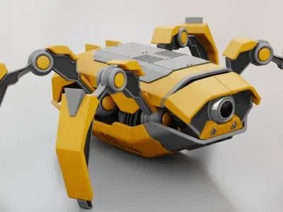Crab Robot rigged - animated character 3D model