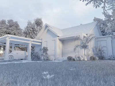 MODERN HOUSE EXTERIOR SCENE 3D model