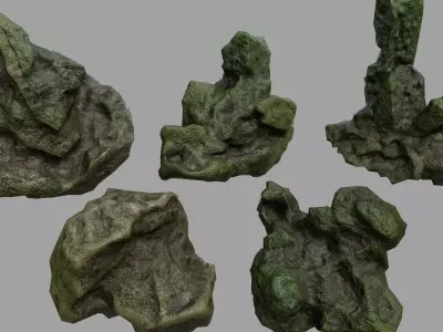 Rock Set Low-poly 3D model