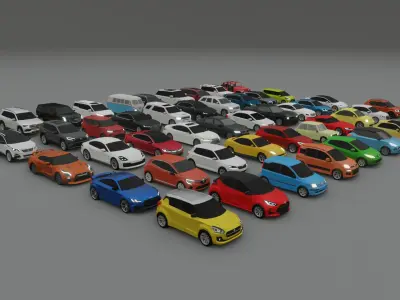  collection of 50 low poly cars 