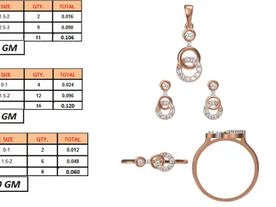 Light wt Ring Earrings Pendant set 3dm stl 1-render details 3D print model 40