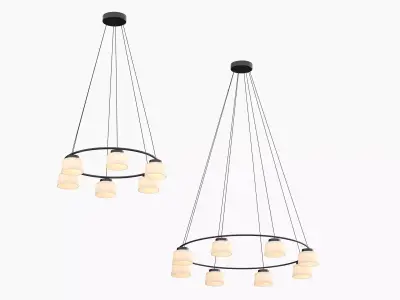 Devorm Straight Drum Ring Pendant Lights 3D model
