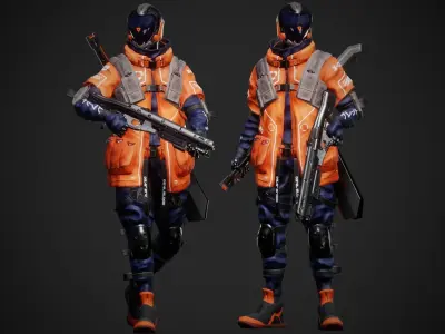 Cyberpunk Bled Robot Low-poly 3D model