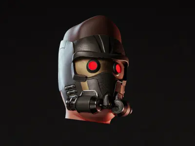 Futuristic Sci Fi Helmet with Gas Mask  Glowing Red Eyes 3D model