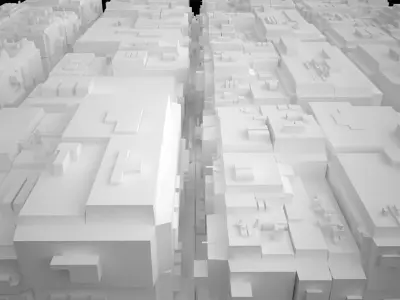 City scape Architecture Exterior Building Road Futuristic Low-poly 3D model