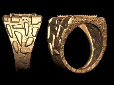 Diamond Gemini Horoscope Zodiac Nugget Ring  3D print model