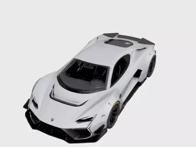 Widebody Super Car Aggressive Modified High Performance Car Free 3D model