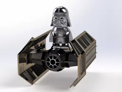 Stylized Sci Fi Commander with Starfighter 3D Model SolidWorks  3D model