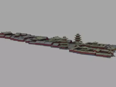 Shaolin Temple BPR 3D Model KungFu Low-poly 3D model