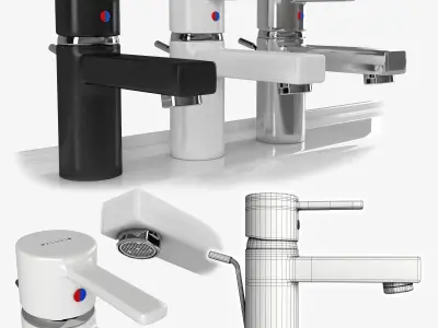 Bathroom mixer set BLACK and WHITE 3D model