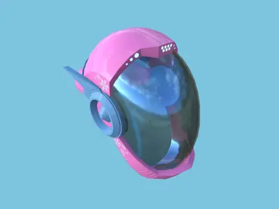 SciFi Helmet 07 - Pink Girl Robot - Character Design Fashion Low-poly 3D model