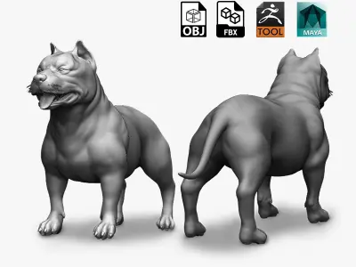 Pitbull Dog - Topology + UV Map