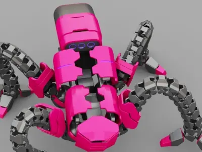 Octopus robot rigged - animated character 3D model