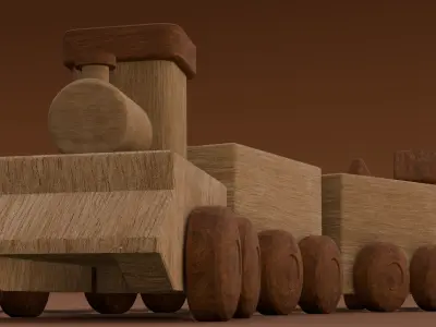 Wooden Train 2 3D Model  Low-poly 3D model
