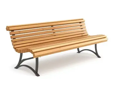 Classic Wooden Park Bench 3D Model Outdoor Seating Low-poly 3D model