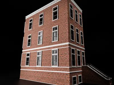 BROOKLYN BROWNSTONE REGULAR OLD BUILDING 007 Low-poly 3D model