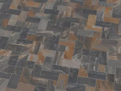 Polished Slate Herringbone Tiles PBR Texture  Texture