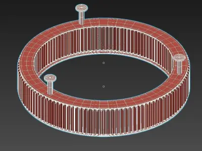 ETERNITY circular ceiling light in gold with clear glass rods 3D model