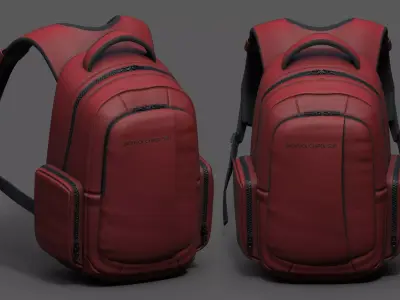 Backpack red human generic Camping scifi fantasy space  Low-poly 3D model