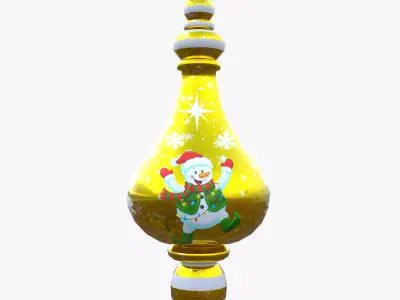 Charming Snowman Gold Holiday Bauble 3D Model  PBR Only Quads Low-poly 3D model