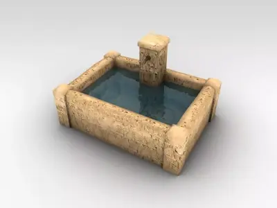 Stone Fountain Low-poly 3D model