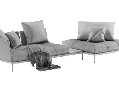 Saba Italia Pixel Light sofa set 1 3D model