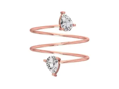 Solitaire Women Spiral Pear Stone Band Ring 3D print model