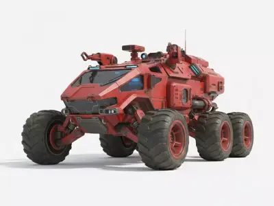 Mars Rover Sci-Fi Expedition Vehicle Low-poly 3D model