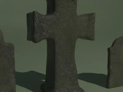 5 Worn Grave Stones Pack 3D model