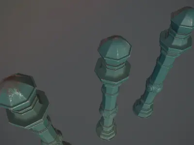 Barrier Bollard Pack 2 v2 Green Three Texture Options Low-poly 3D model