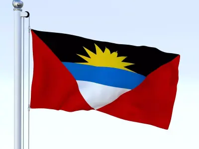 Animated Antigua and Barbuda Flag Low-poly 3D model