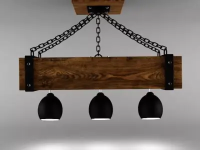 LIGHT three lights hanging from wooden beam Free 3D model