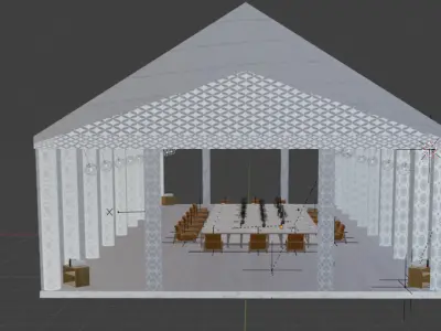 Elegant garden pavilion with furniture food and PBR textures  3D model