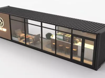 Shipping Container Coffee Shop 3D model